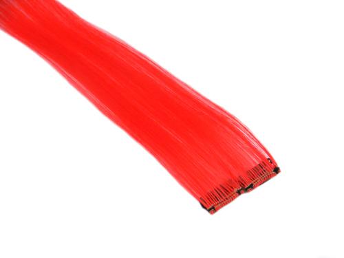 Clip In Colour Hair Streaks - Neon Red