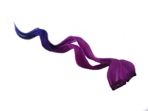 Clip In Colour Hair Streaks - Pink / Blue Curly Ombre