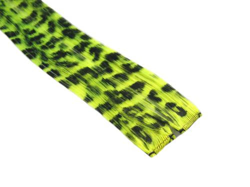 Clip In Colour Hair Streaks - Neon Yellow Leopard Print