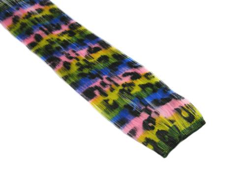 Clip In Colour Hair Streaks - Rainbow Leopard Print