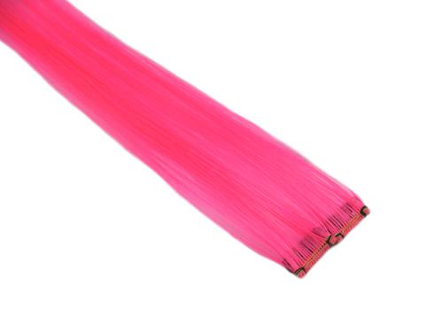 Clip In Colour Hair Streaks - Neon Pink