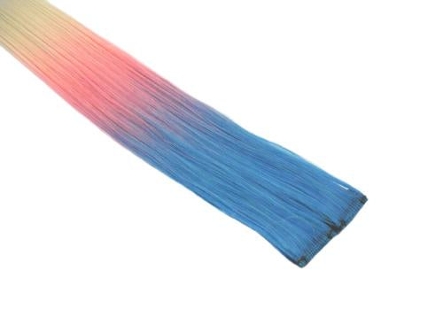 Clip In Colour Hair Streaks - Blue / Pink / Blonde Ombre