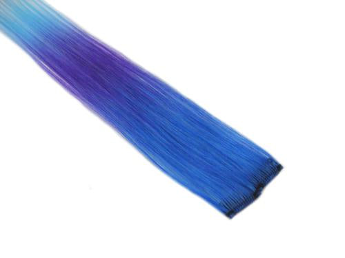 Clip In Colour Hair Streaks - Royal Blue / Violet / Aqua Ombre