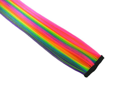 Clip In Colour Hair Streaks - Neon Rainbow Stripe