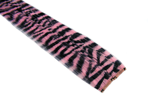Clip In Colour Hair Streaks  - Baby Pink Tiger / Zebra