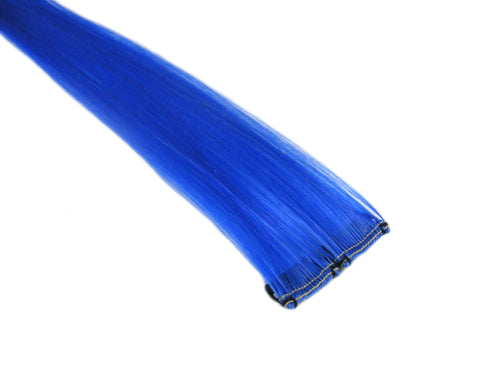 Clip In Colour Hair Streaks - Neon Blue