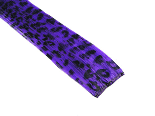 Clip In Colour Hair Streaks - Purple Leopard Print