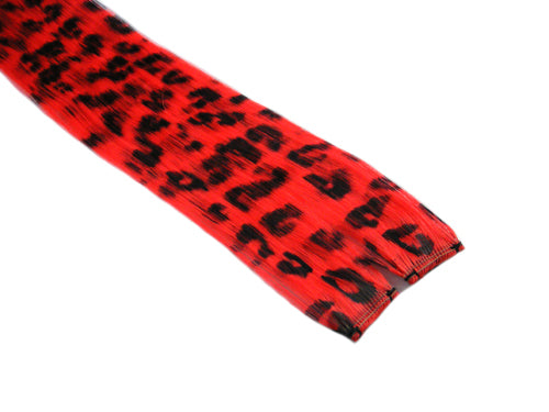 Clip In Colour Hair Streaks - Red Leopard Print